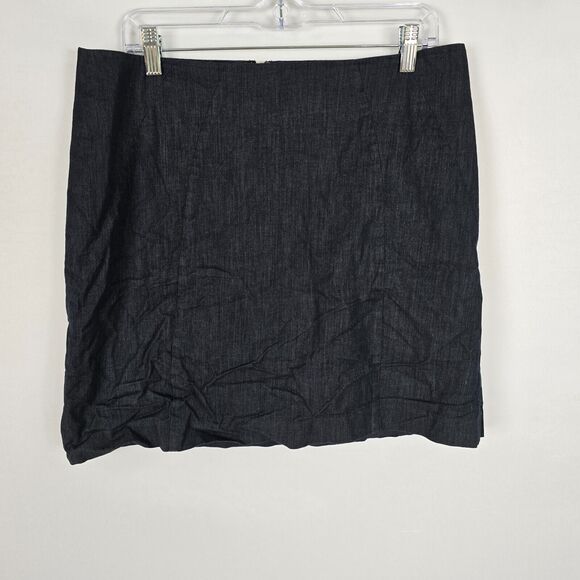 Ann Taylor Loft Mini Skirt Women's 12 Dark Blue Flat Front Zipper Lined - Picture 1 of 9